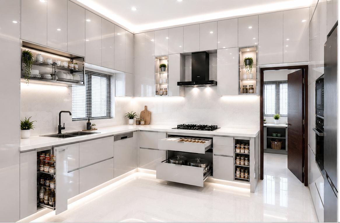 High-Gloss Modular Kitchen