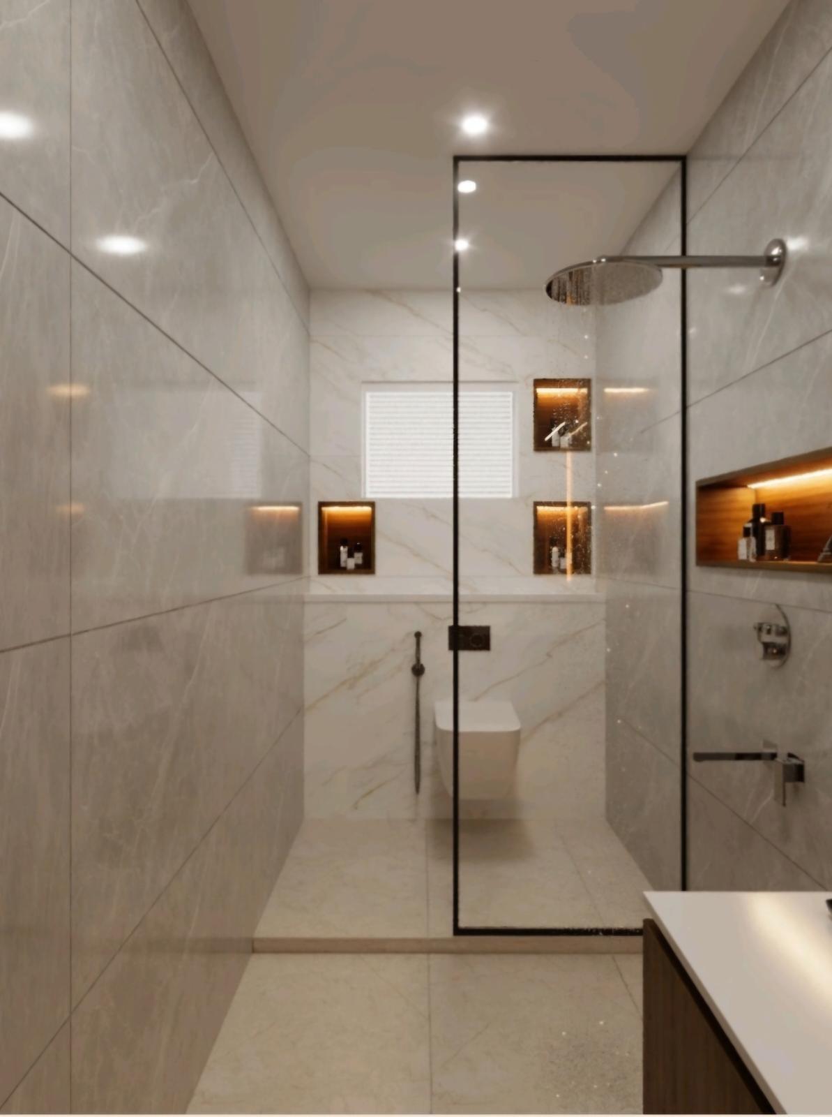 Walk-in Shower with Lit Niches